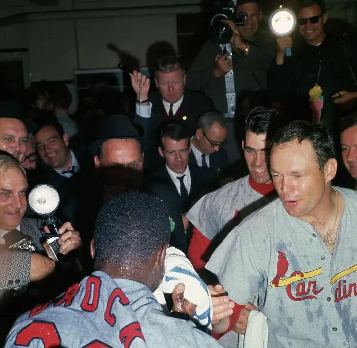 Framed Print : Lou Brock's Champagne Celebration Framed Print : Lou Brock's Champagne Celebration