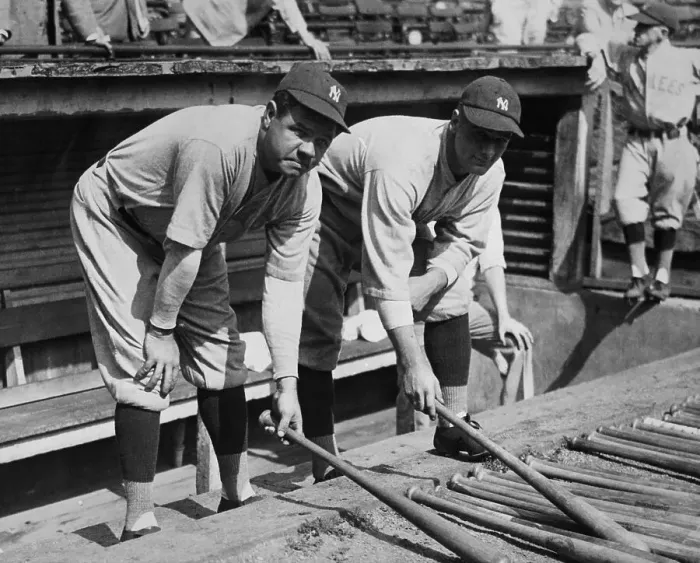 Framed Print : Lou Gehrig and Babe Ruth Choosing Baseball Bats Framed Print : Lou Gehrig and Babe Ruth Choosing Baseball Bats