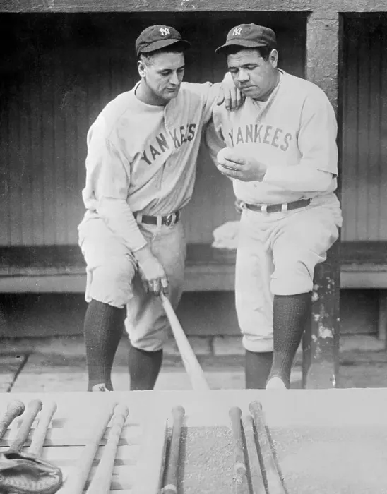 Framed Print : Lou Gehrig and Babe Ruth Holding Ball from 500th Home Run