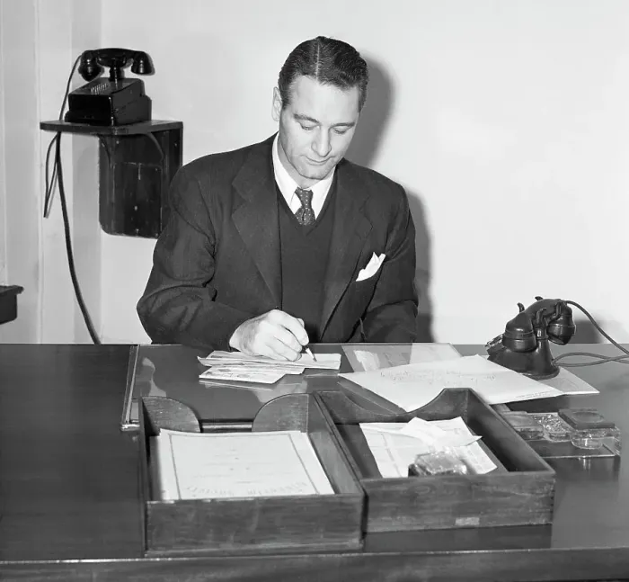 Framed Print : Lou Gehrig Begins Position as New York Parole Commissioner Framed Print : Lou Gehrig Begins Position as New York Parole Commissioner