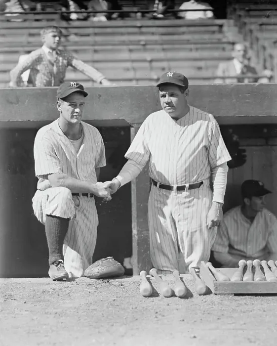 Framed Print : Lou Gehrig Congratulating Babe Ruth Framed Print : Lou Gehrig Congratulating Babe Ruth