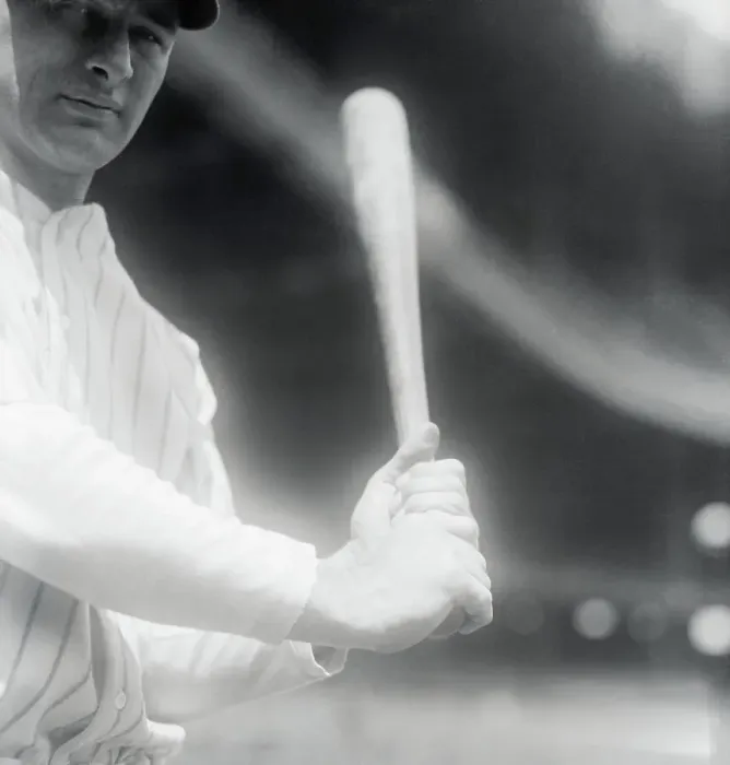 Framed Print : Lou Gehrig Demonstrating his Batting Grip Framed Print : Lou Gehrig Demonstrating his Batting Grip