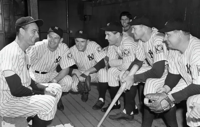 Framed Print : Lou Gehrig In Dugout W / Yankee Teammates Framed Print : Lou Gehrig In Dugout W / Yankee Teammates