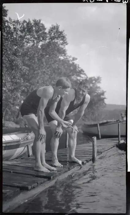 Framed Print : Lou Gehrig and Ray Buddy at Swimming Pool Framed Print : Lou Gehrig and Ray Buddy at Swimming Pool
