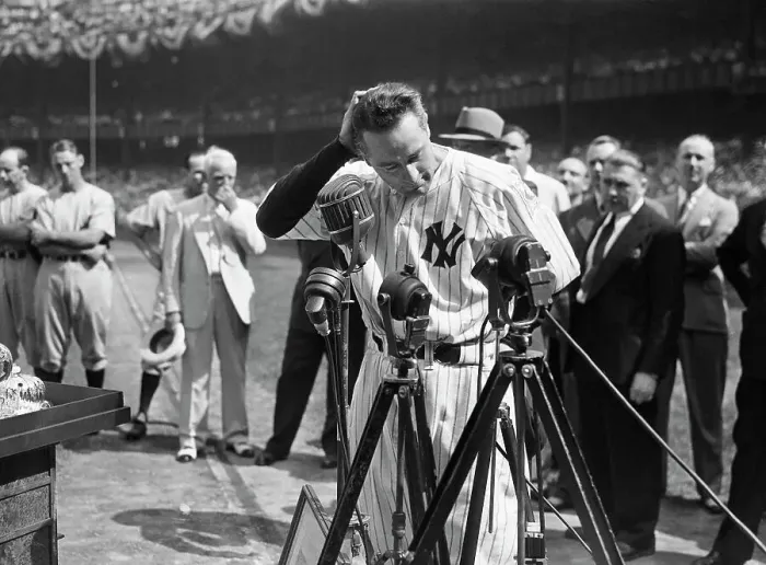 Framed Print : Lou Gehrig Retires in Yankee Stadium Framed Print : Lou Gehrig Retires in Yankee Stadium