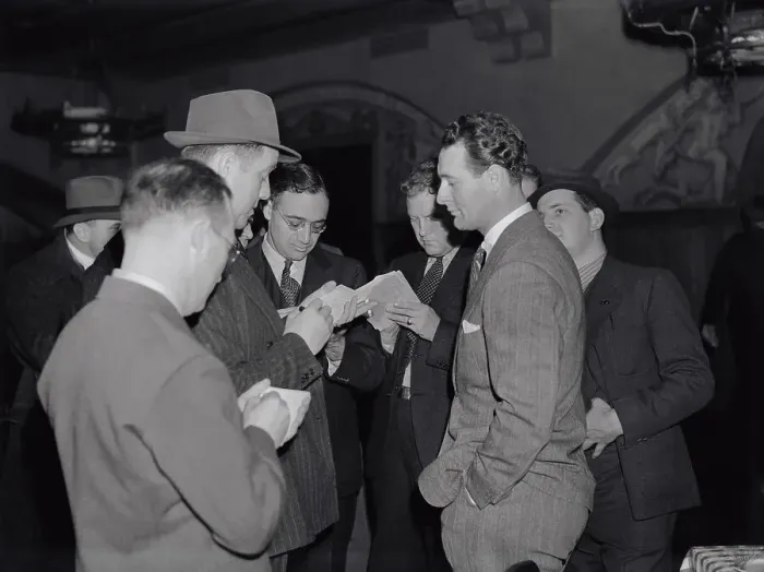 Framed Print : Lou Gehrig Speaking to Newsmen Framed Print : Lou Gehrig Speaking to Newsmen