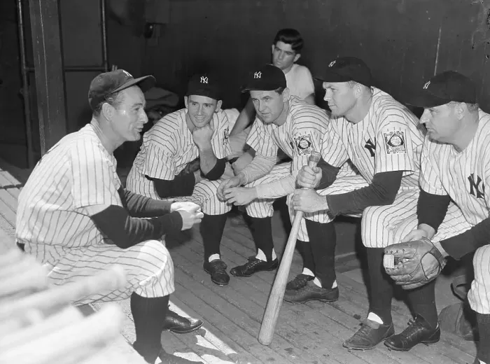 Framed Print : Lou Gehrig Talking with Other Yankees Framed Print : Lou Gehrig Talking with Other Yankees