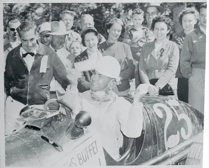 Framed Print : Lou Unser in Car Smiling at Crowd Framed Print : Lou Unser in Car Smiling at Crowd