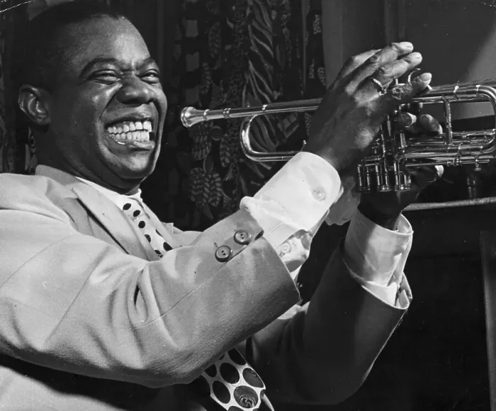 Framed Print : Louis Armstrong Holding Trumpet Framed Print : Louis Armstrong Holding Trumpet