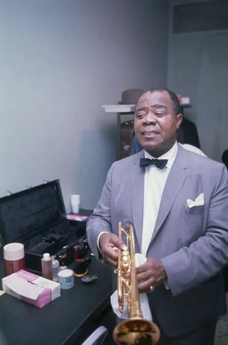 Framed Print : Louis Armstrong Holding Trumpet Framed Print : Louis Armstrong Holding Trumpet