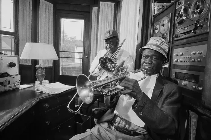 Framed Print : Louis Armstrong Playing Trumpet Framed Print : Louis Armstrong Playing Trumpet