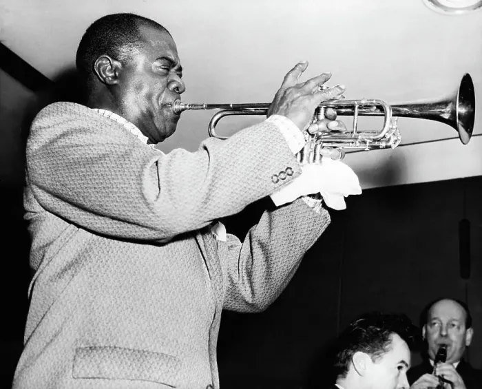 Framed Print : Louis Armstrong Playing Trumpet at Rehearsal Framed Print : Louis Armstrong Playing Trumpet at Rehearsal