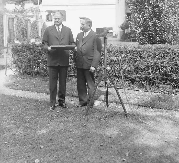 Framed Print : Louis B. Mayer and Herbert Hoover Posing Framed Print : Louis B. Mayer and Herbert Hoover Posing