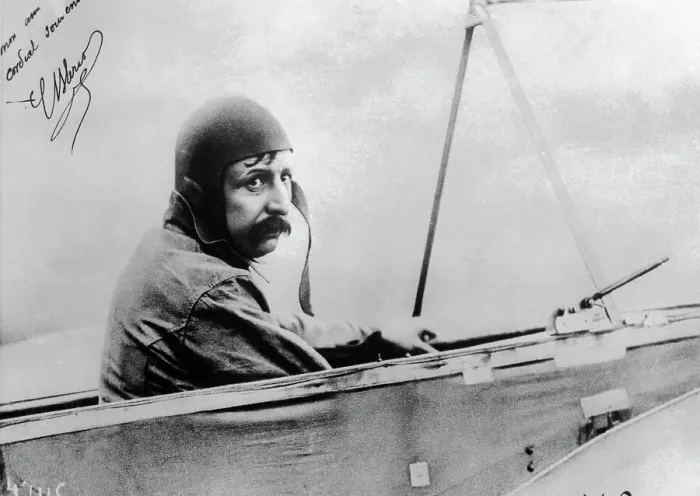 Framed Print : Louis Bleriot Sitting in His Airplane