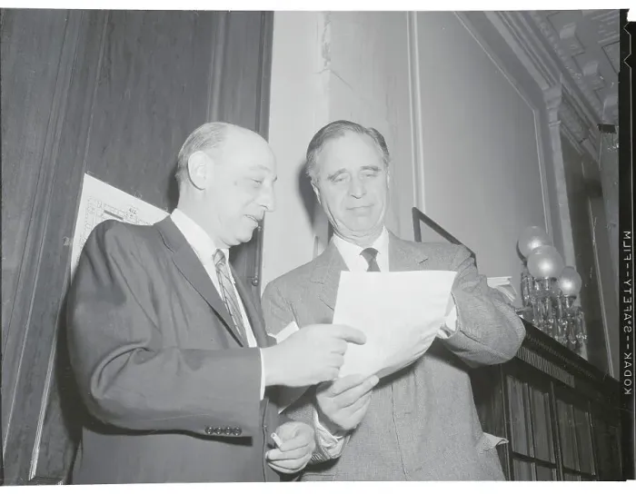 Framed Print : Louis Rothschild and Prescott Bush Reviewing a Document