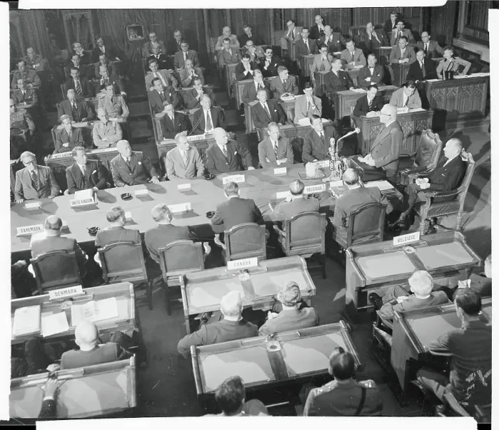 Framed Print : Louis St. Laurent Addressing NATO Delegates Framed Print : Louis St. Laurent Addressing NATO Delegates
