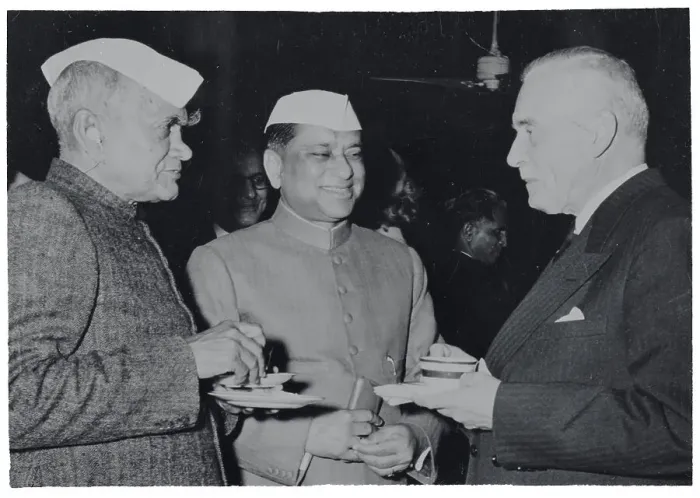 Framed Print : Louis St. Laurent Conversing with Indian Officials Framed Print : Louis St. Laurent Conversing with Indian Officials