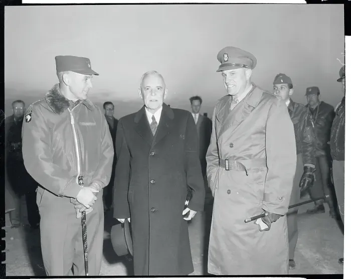 Framed Print : Louis St. Laurent with Military Officials