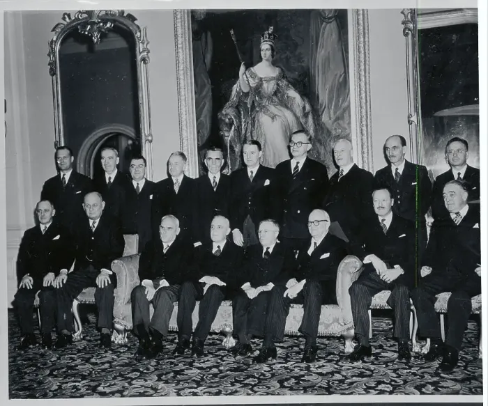 Framed Print : Louis St. Laurent Posing with Cabinet Members Framed Print : Louis St. Laurent Posing with Cabinet Members
