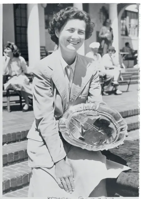 Framed Print : Louise Suggs Holding a Trophy Framed Print : Louise Suggs Holding a Trophy