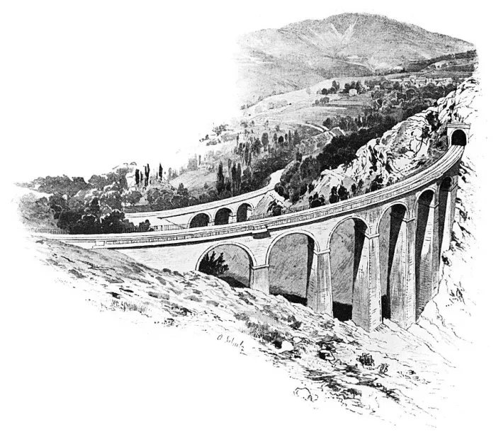 Framed Print : Loulla upper viaduct is a railway (railway) bridge, semi-circular arch bridge