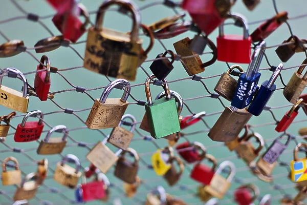 Love locks, Makartsteg bridge, Salzburg, Salzburg State, Austria