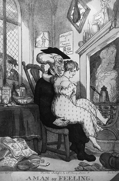 Love Nest. circa 1790: A Man of Feeling by Rowlandson