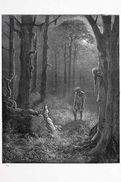 Lovers in the moonlit forest