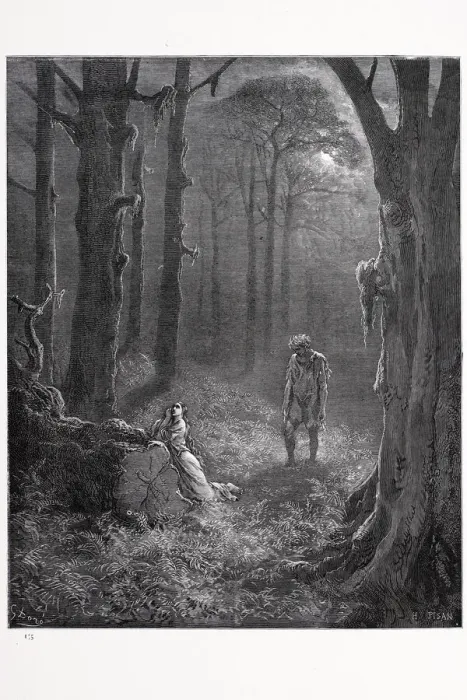 Framed Print : Lovers in the moonlit forest