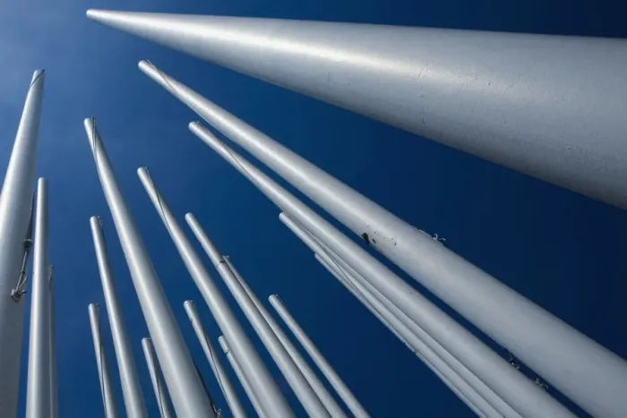Framed Print : Low angle view of flag poles, Bordeaux, Aquitaine, France Framed Print : Low angle view of flag poles, Bordeaux, Aquitaine, France