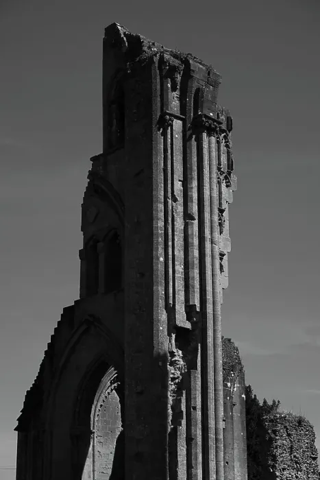 Framed Print : Low angle view of Glastonbury Abbey ruins against clear sky, Somerset, UK Framed Print : Low angle view of Glastonbury Abbey ruins against clear sky, Somerset, UK