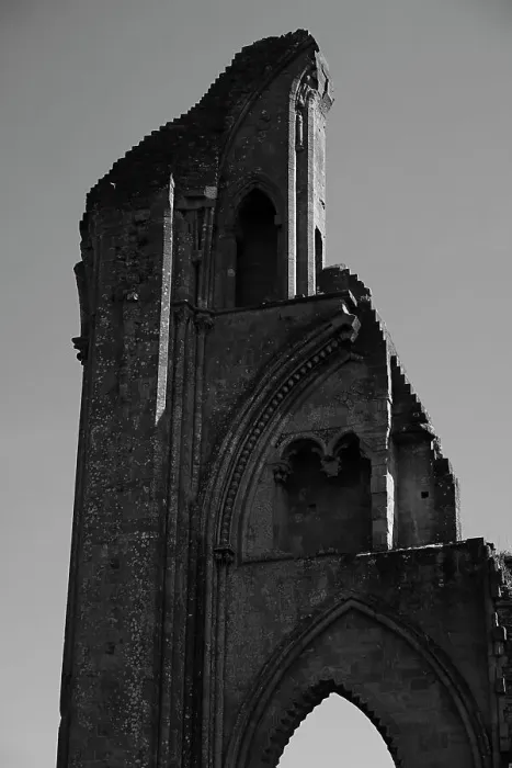 Framed Print : Low angle view of historic Glastonbury Abbey against sky, Somerset, UK