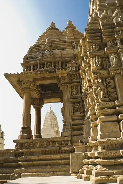 Low angle view of a temple, Kandariya Mahadeva Temple, Khajuraho, Chhatarpur District, Madhya Pradesh, India