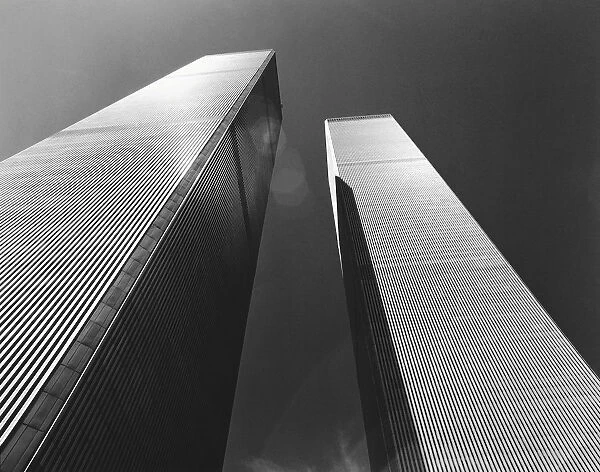 Low Angle View of Twin Towers, New York, USA