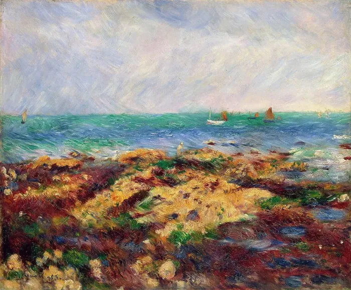 Framed Print : Low Tide at Yport, 1883. Artist: Pierre-Auguste Renoir Framed Print : Low Tide at Yport, 1883. Artist: Pierre-Auguste Renoir