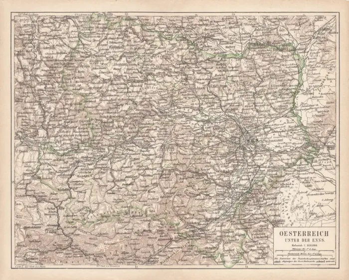 Framed Print : Lower Austria, lithograph, published in 1877 Framed Print : Lower Austria, lithograph, published in 1877