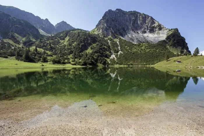 Framed Print : Lower Lake Geisalpsee, Rubihorn at the back, near Oberstdorf, Oberallgaeu, Allgaeu