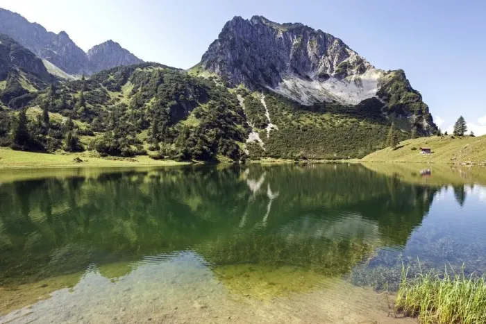 Framed Print : Lower Lake Geisalpsee, Rubihorn at the back, near Oberstdorf, Oberallgaeu, Allgaeu Framed Print : Lower Lake Geisalpsee, Rubihorn at the back, near Oberstdorf, Oberallgaeu, Allgaeu