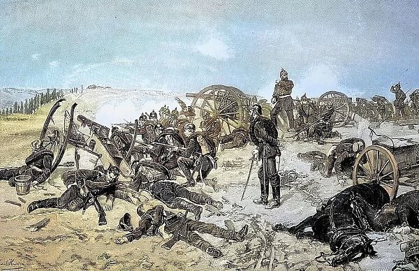 The Lower Rhine Fusilier Regiment No. 59 at Gravelotte, France, situation from the time of the Franco-Prussian War, 1870-1871, Historical, digitally restored reproduction from a 19th century original