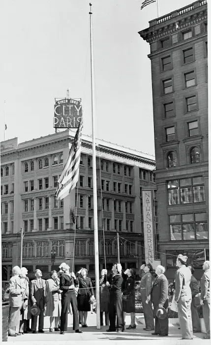 Framed Print : Lowering the Flag for President Roosevelt Framed Print : Lowering the Flag for President Roosevelt