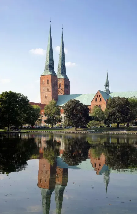 Framed Print : Lubeck Cathedral on Muhlenteich pond, Lubeck, Schleswig-Holstein, Germany Framed Print : Lubeck Cathedral on Muhlenteich pond, Lubeck, Schleswig-Holstein, Germany