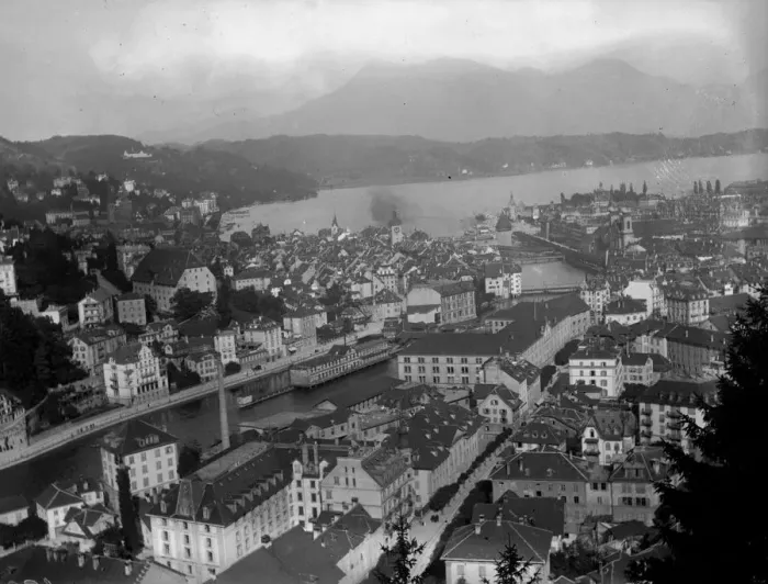 Framed Print : Lucerne. August 1910: Lucerne, in Switzerland, viewed from the Sutsch Framed Print : Lucerne. August 1910: Lucerne, in Switzerland, viewed from the Sutsch