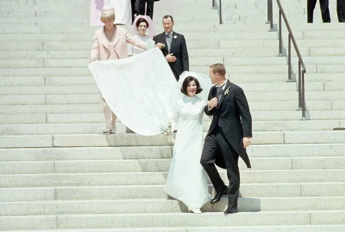 Framed Print : Luci Johnson and Patrick Nugent Leaving Church After Wedding Framed Print : Luci Johnson and Patrick Nugent Leaving Church After Wedding