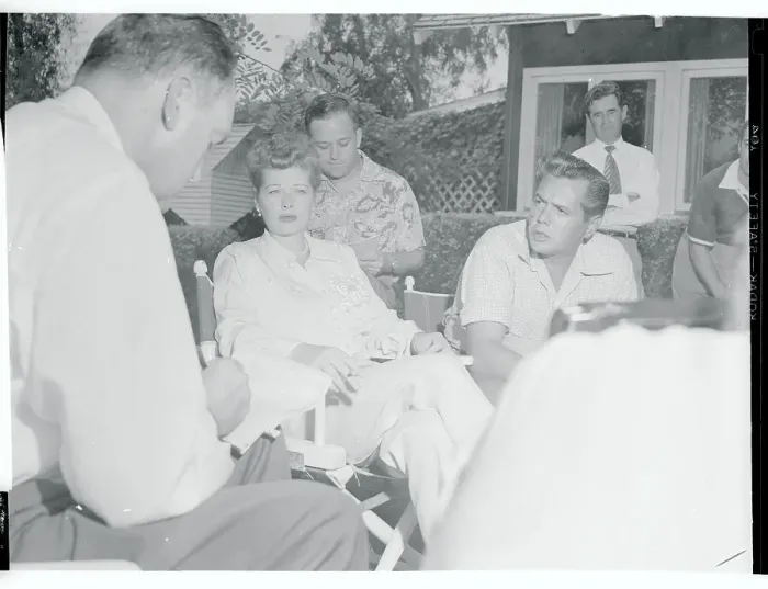 Framed Print : Lucille Ball and Desi Arnaz Holding Press Conference Framed Print : Lucille Ball and Desi Arnaz Holding Press Conference