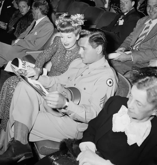 Framed Print : Lucille Ball and Desi Arnaz in Uniform