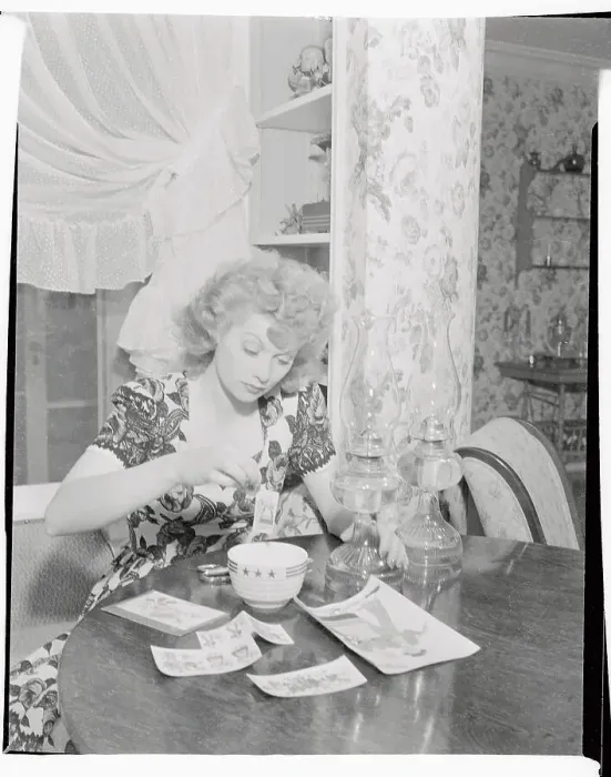 Framed Print : Lucille Ball Helping to Prepare Cloth from Pattern Framed Print : Lucille Ball Helping to Prepare Cloth from Pattern