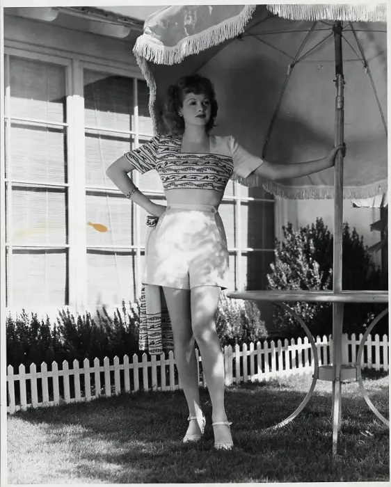 Framed Print : Lucille Ball Poses Beside Picnic Table Framed Print : Lucille Ball Poses Beside Picnic Table