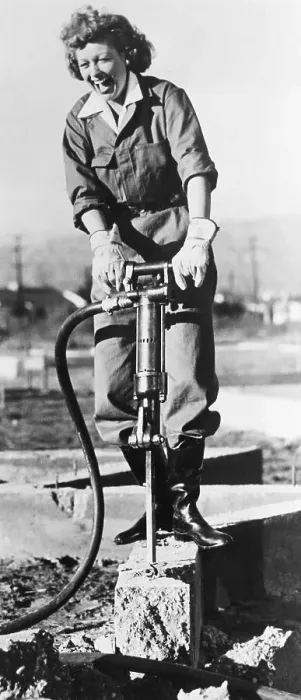 Framed Print : Lucille Ball Using a Jackhammer