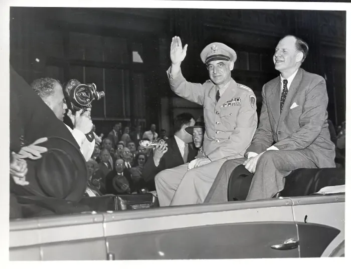 Framed Print : Lucius D. Clay Waving In Parade In Ny Framed Print : Lucius D. Clay Waving In Parade In Ny