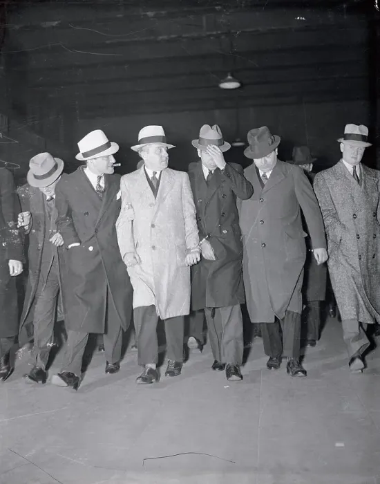 Framed Print : Lucky Luciano with Detectives Framed Print : Lucky Luciano with Detectives